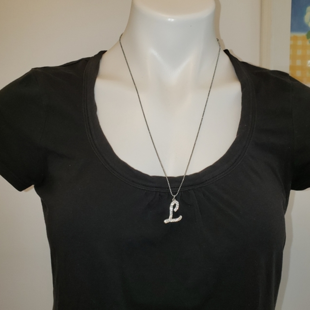 "L" initial rhinestone pendant. NY & Company, EUC